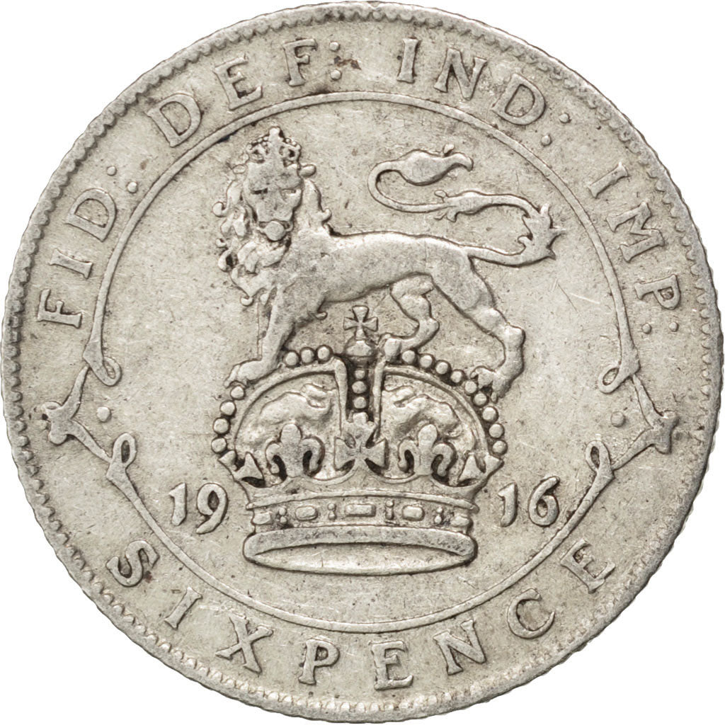 GREAT BRITAIN, 6 Pence, 1916, KM #815, EF(40-45), Silver, 19.5, 2.76