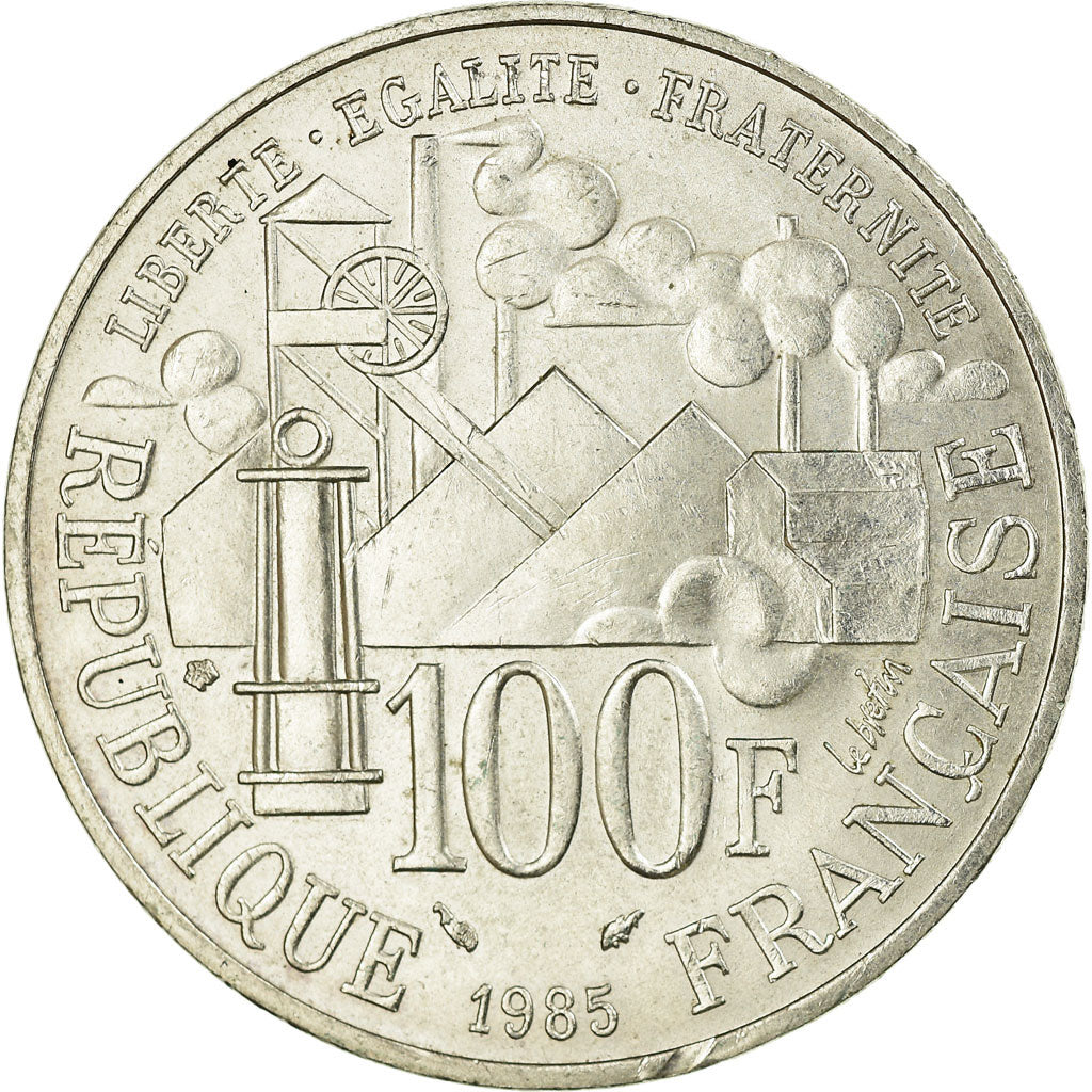 Munten, Frankrijk, Germinal, 100 Francs, 1985, ZF+, Zilver, KM:957, Gadoury:900