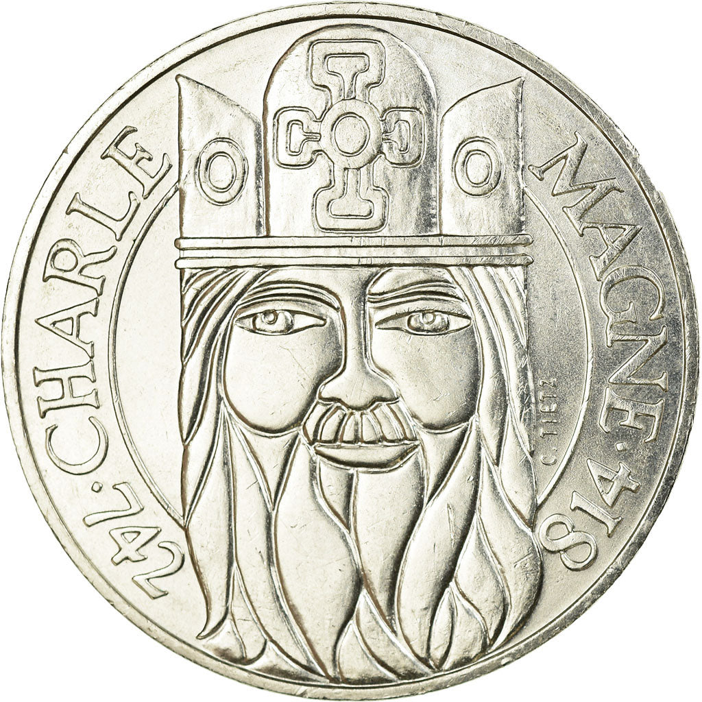 Monnaie, France, Charlemagne, 100 Francs, 1990, TTB, Argent, Gadoury:905, KM:982