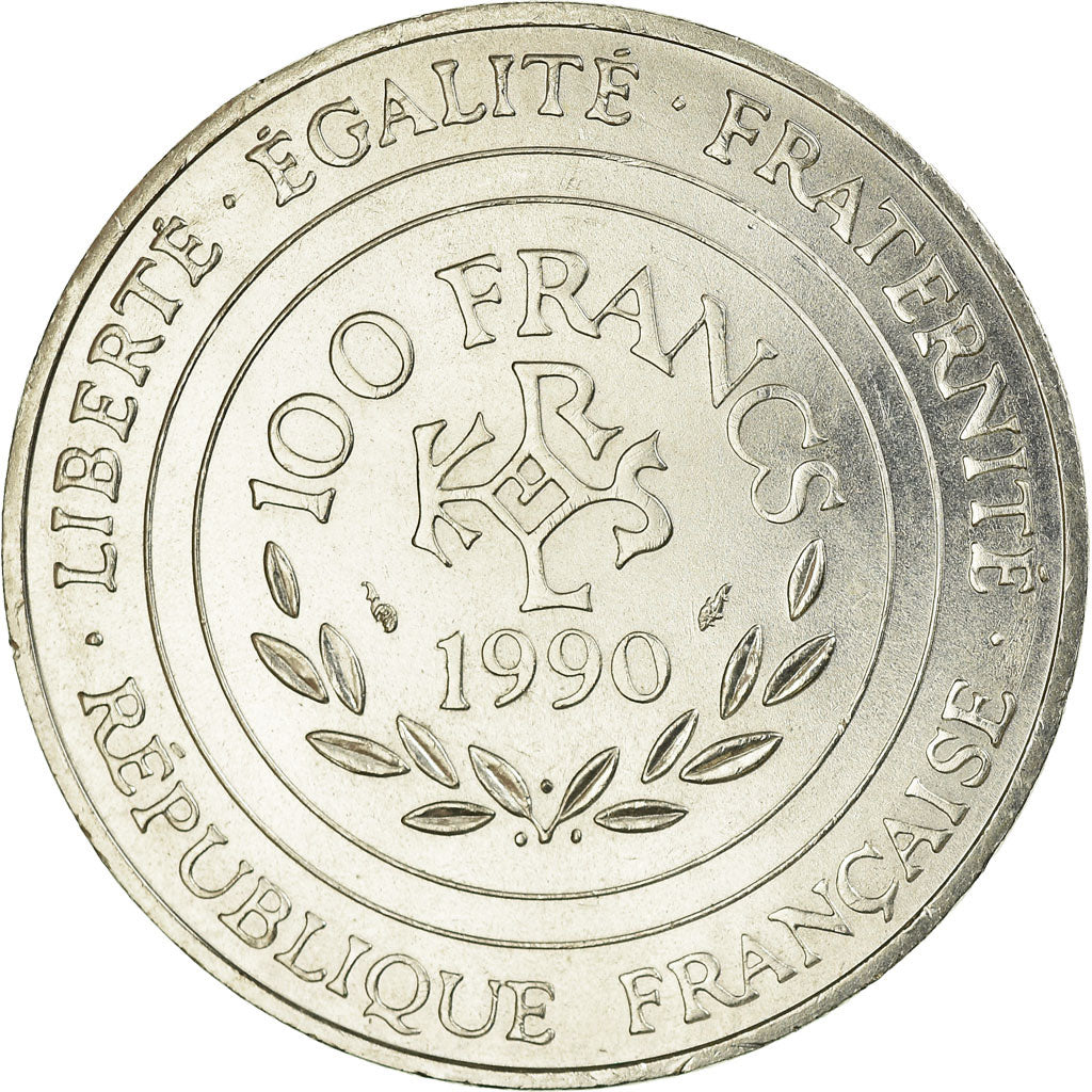 Monnaie, France, Charlemagne, 100 Francs, 1990, TTB, Argent, Gadoury:905, KM:982