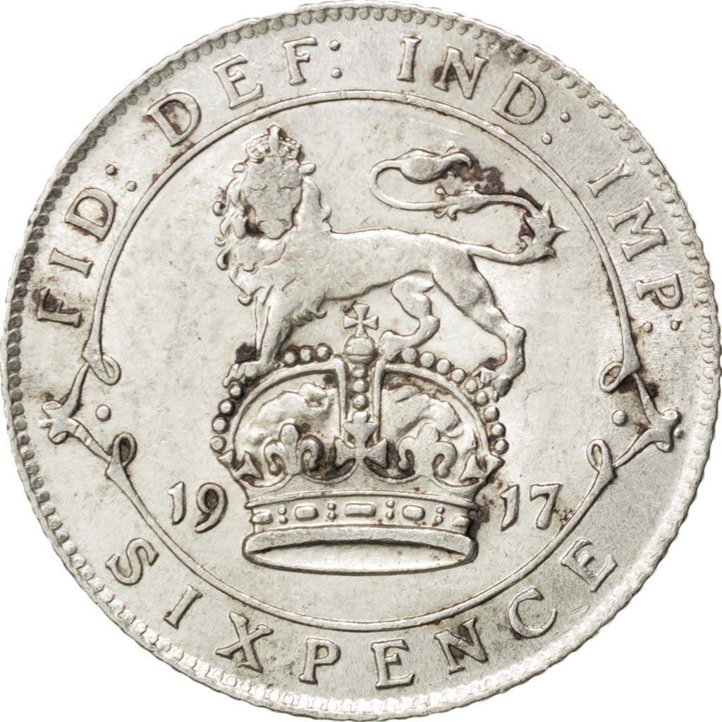 Great Britain, 6 Pence, 1917, KM #815, EF(40-45), Silver, 19.5, 2.80