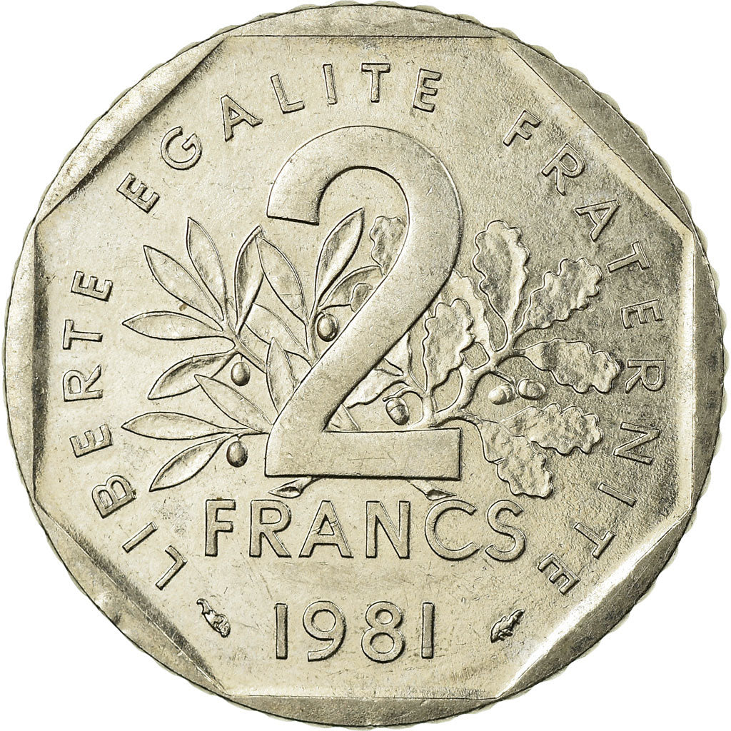 Munten, Frankrijk, Semeuse, 2 Francs, 1981, ZF, Nickel, KM:942.1, Gadoury:547