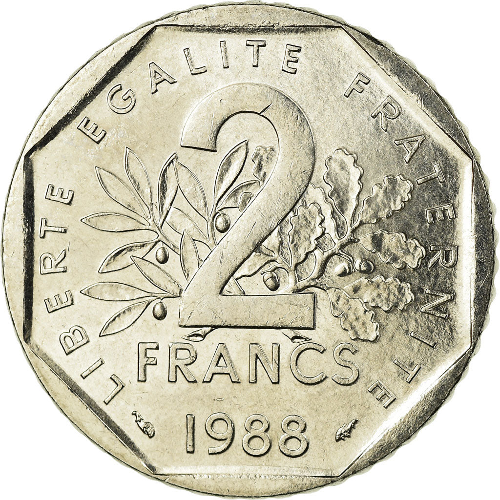 Münze, Frankreich, Semeuse, 2 Francs, 1988, VZ, Nickel, KM:942.1, Gadoury:547