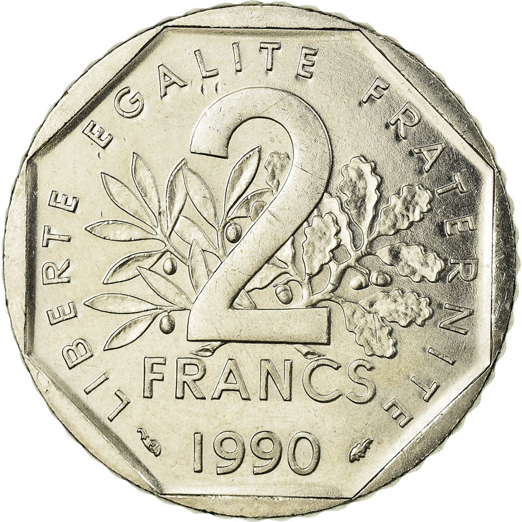 Munten, Frankrijk, Semeuse, 2 Francs, 1990, PR, Nickel, KM:942.1, Gadoury:547