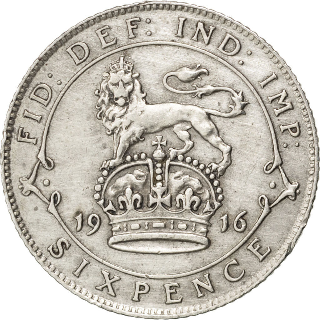 GREAT BRITAIN, 6 Pence, 1916, KM #815, EF(40-45), Silver, 19.5, 2.81