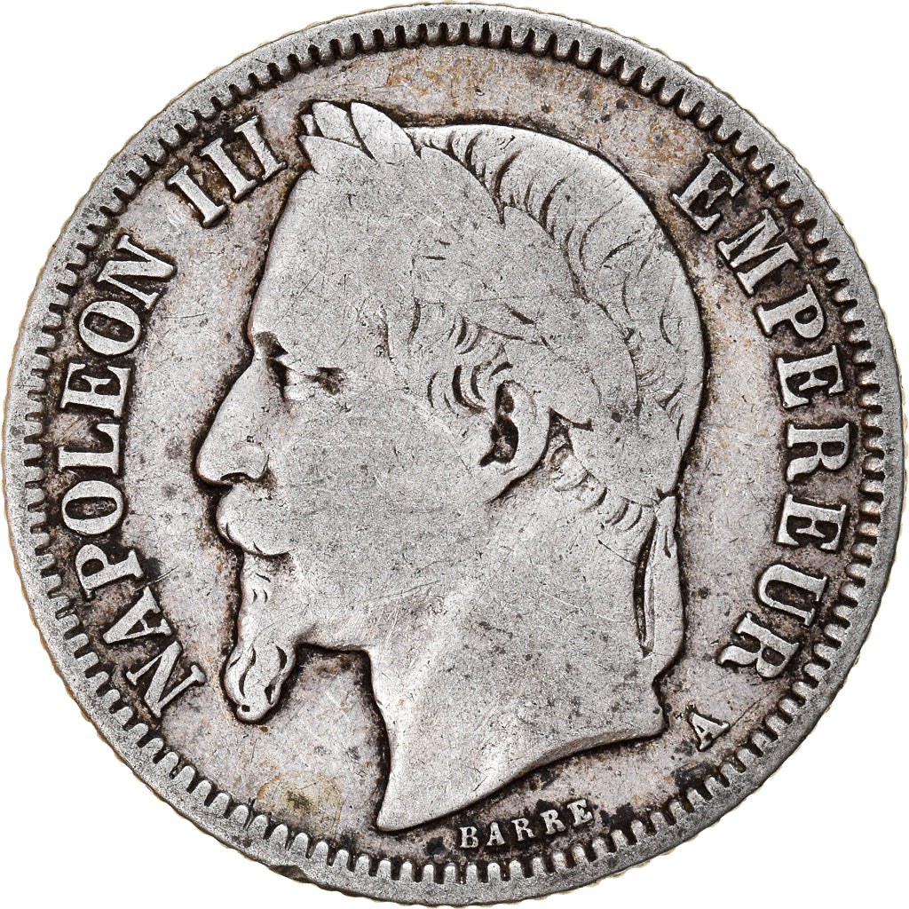 Moeda, França, 1 Franc, 1866, Paris, VF(20-25), Prata, KM:806.1, Gadoury:463