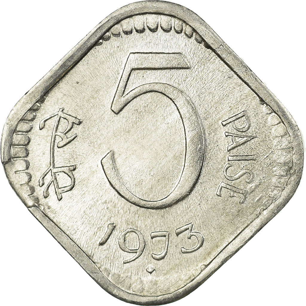 Moeda, ÍNDIA - REPÚBLICA, 5 Paise, 1973, EF(40-45), Alumínio, KM:18.6