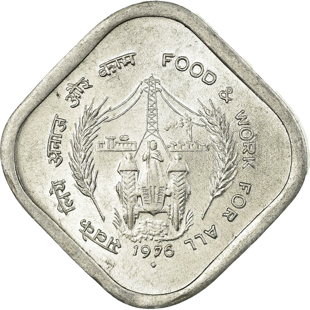 Moeda, ÍNDIA - REPÚBLICA, 5 Paise, 1976, EF(40-45), Alumínio, KM:19