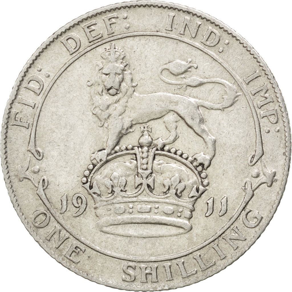 GREAT BRITAIN, Shilling, 1911, KM #816, EF(40-45), Silver, 23.5, 5.59