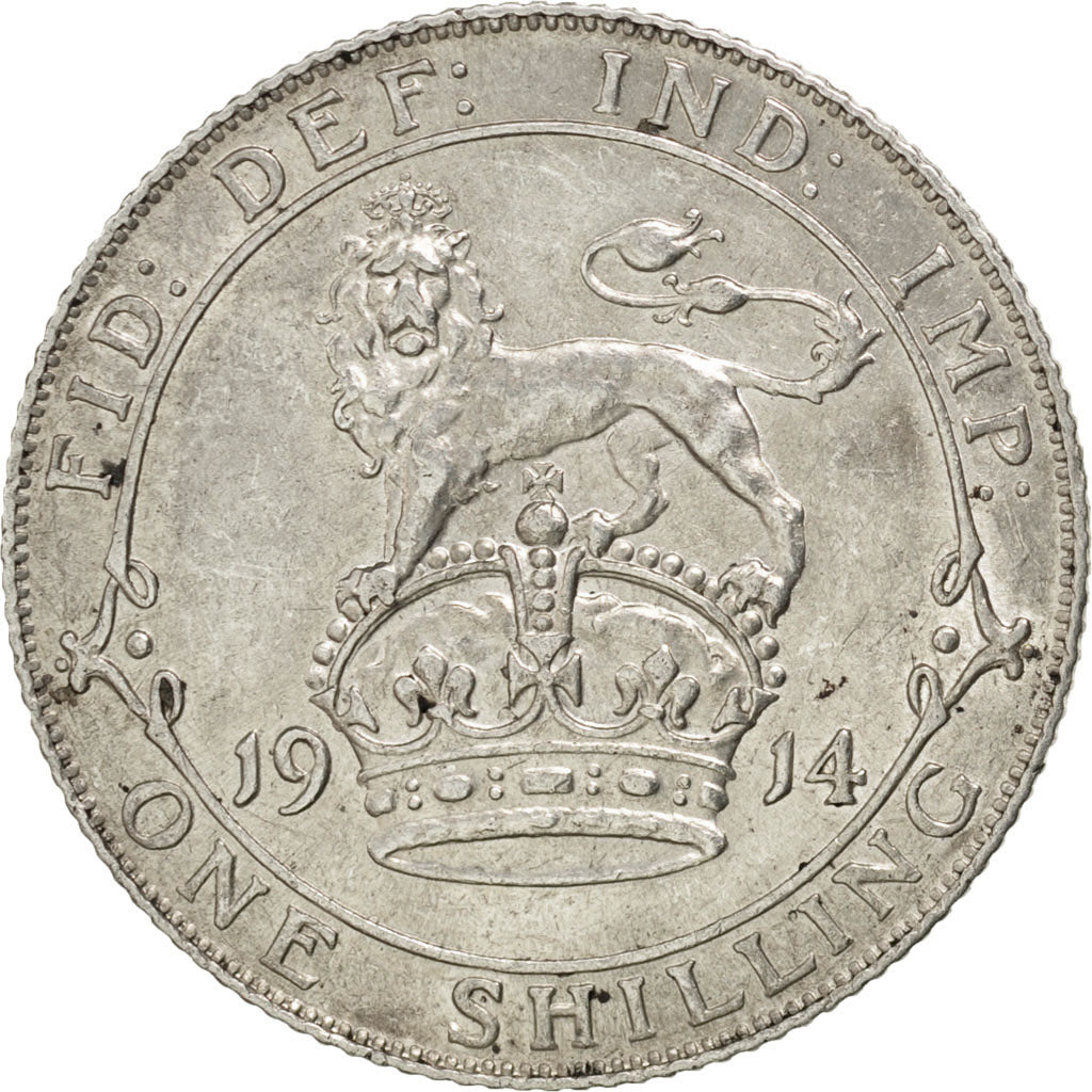 GREAT BRITAIN, Shilling, 1914, KM #816, AU(55-58), Silver, 23.5, 5.61
