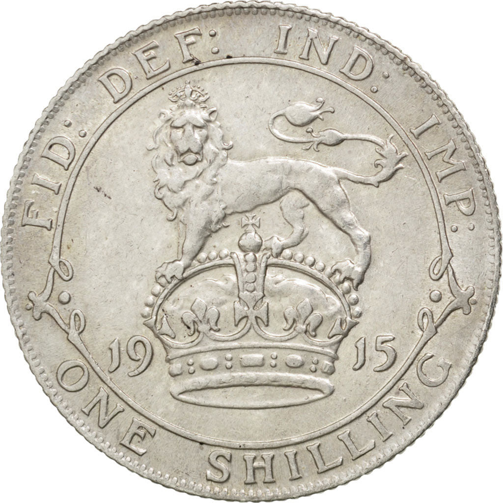 GREAT BRITAIN, Shilling, 1915, KM #816, AU(55-58), Silver, 23.5, 5.62