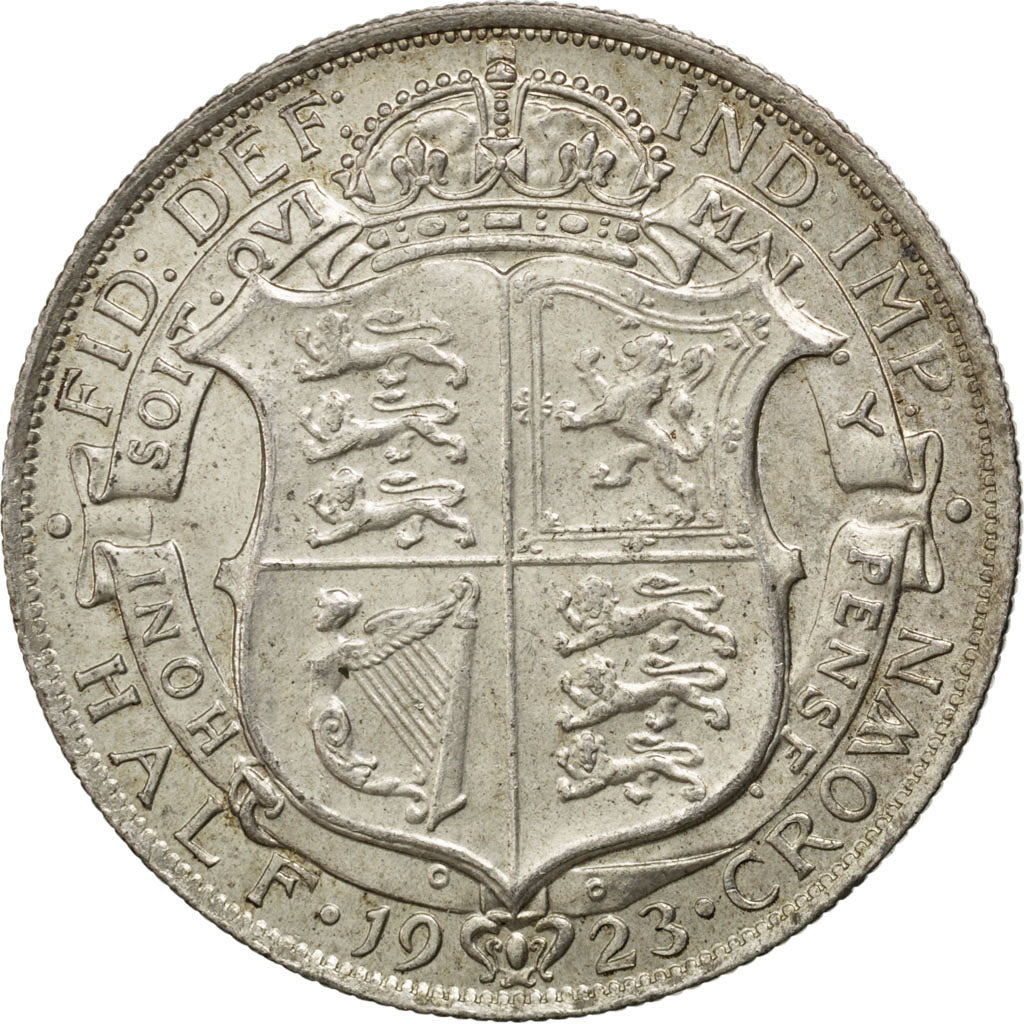 GREAT BRITAIN, 1/2 Crown, 1923, KM #818.2, AU(55-58), Silver, 32.3, 14.18