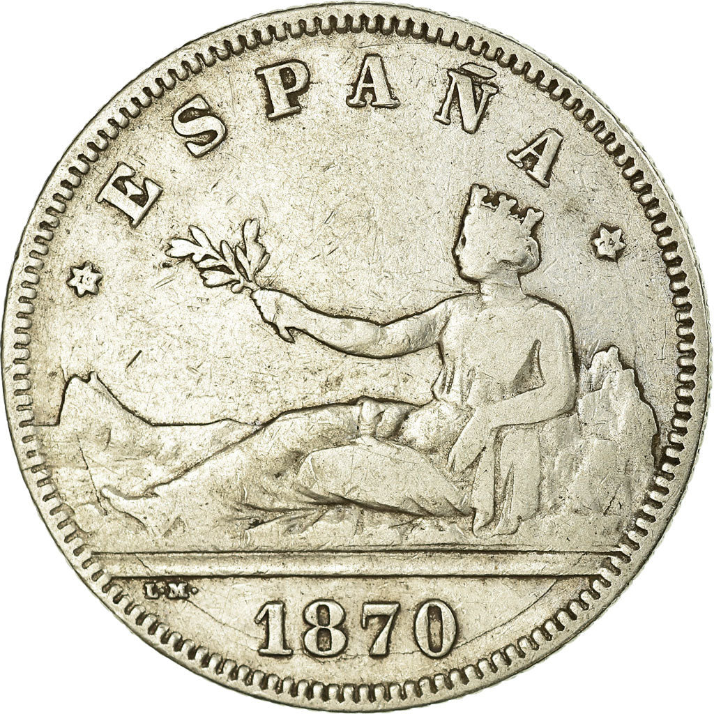 Coin, Spain, Provisional Government, 2 Pesetas, 1870, Madrid, VF(30-35), Silver