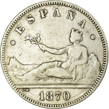 Coin, Spain, Provisional Government, 2 Pesetas, 1870, Madrid, VF(30-35), Silver