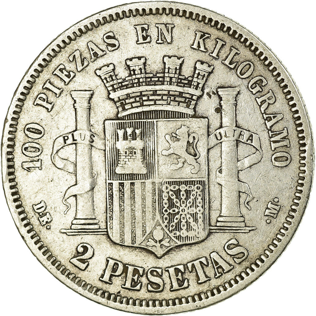 Coin, Spain, Provisional Government, 2 Pesetas, 1870, Madrid, VF(30-35), Silver