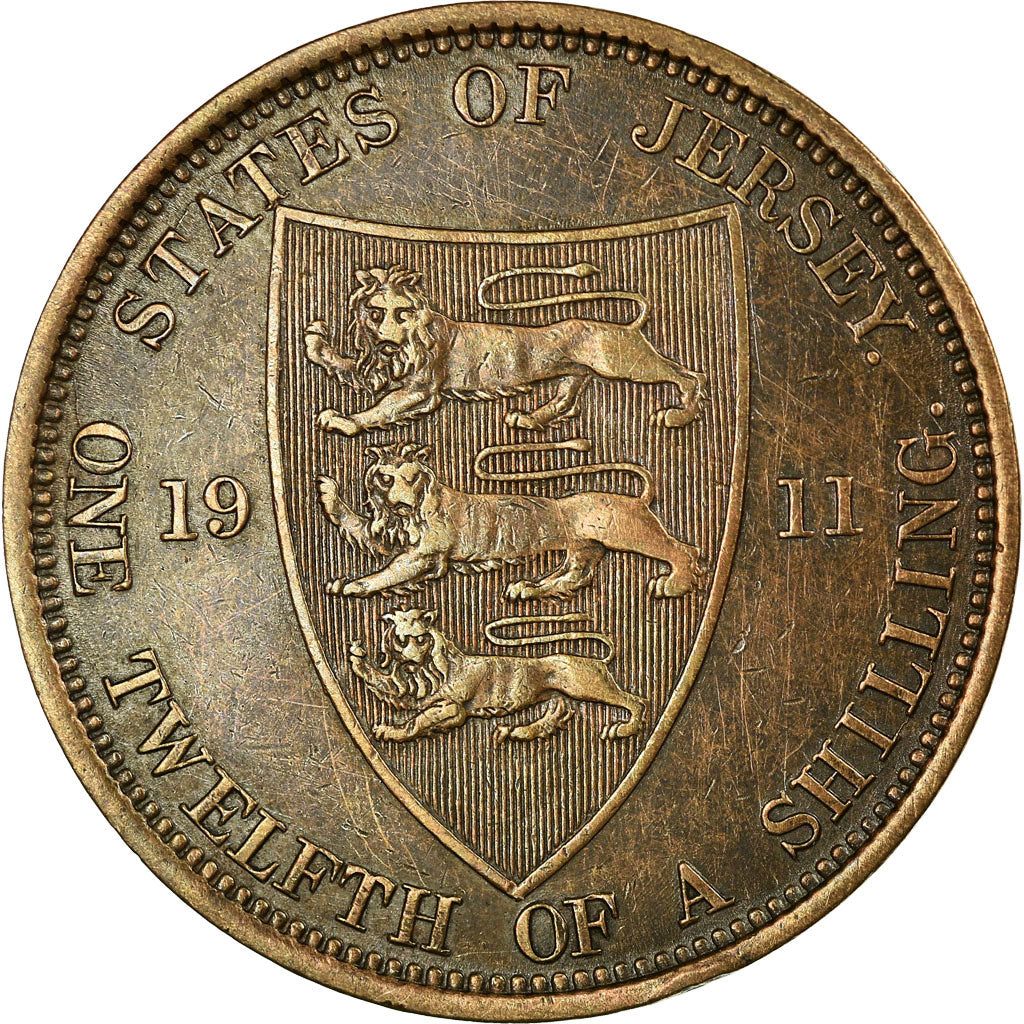 Coin, Jersey, George V, 1/12 Shilling, 1911, EF(40-45), Bronze, KM:12