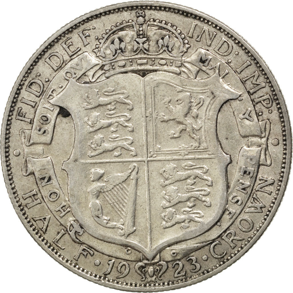 GREAT BRITAIN, 1/2 Crown, 1923, KM #818.2, EF(40-45), Silver, 32.3, 14.01