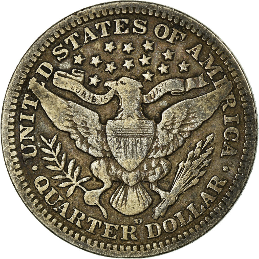 Coin, United States, Barber Quarter, Quarter, 1908, U.S. Mint, Denver