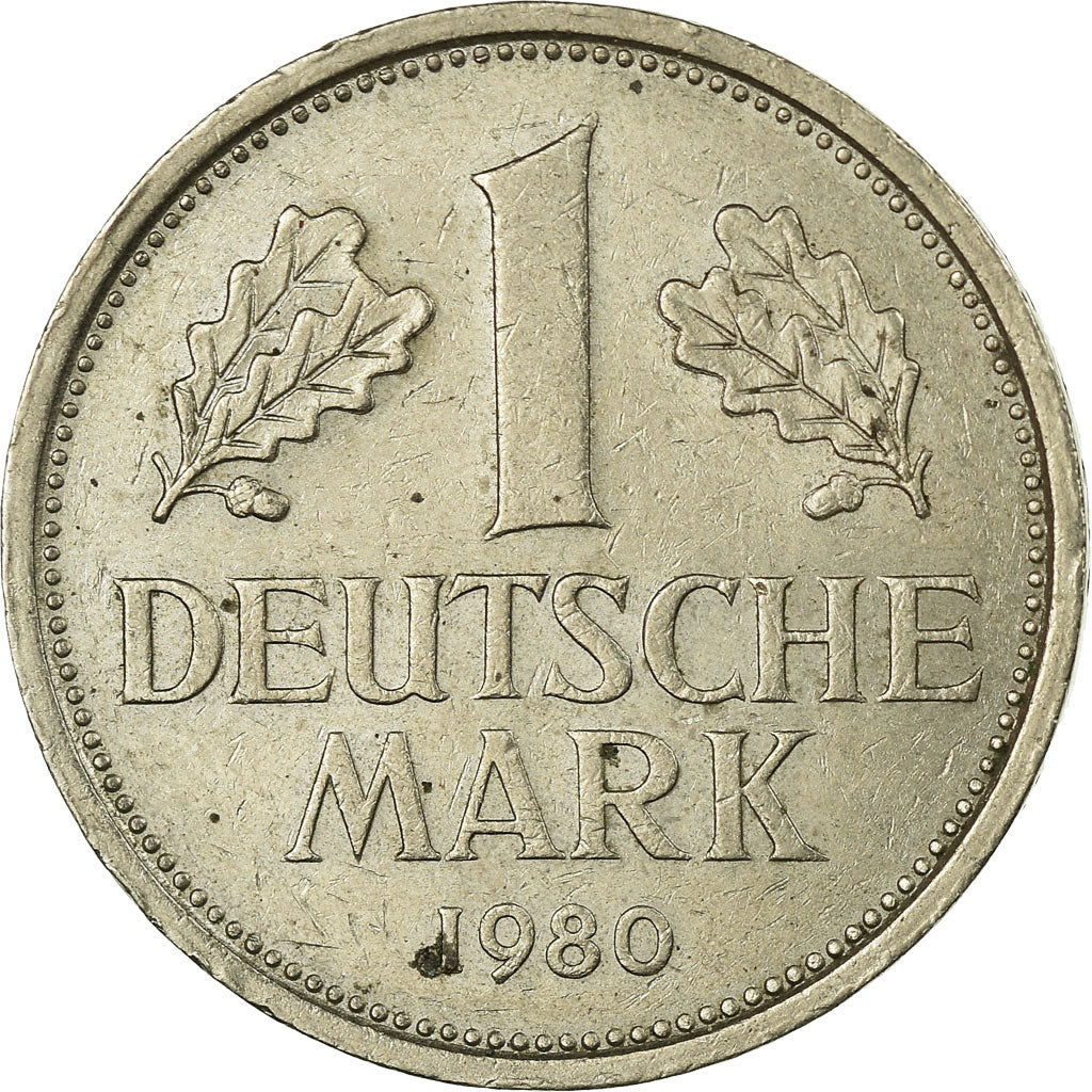 Coin, GERMANY - FEDERAL REPUBLIC, Mark, 1980, Munich, EF(40-45), Copper-nickel