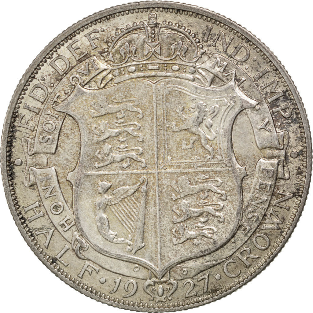 GREAT BRITAIN, 1/2 Crown, 1927, KM #830, AU(55-58), Silver, 32.3, 14.09