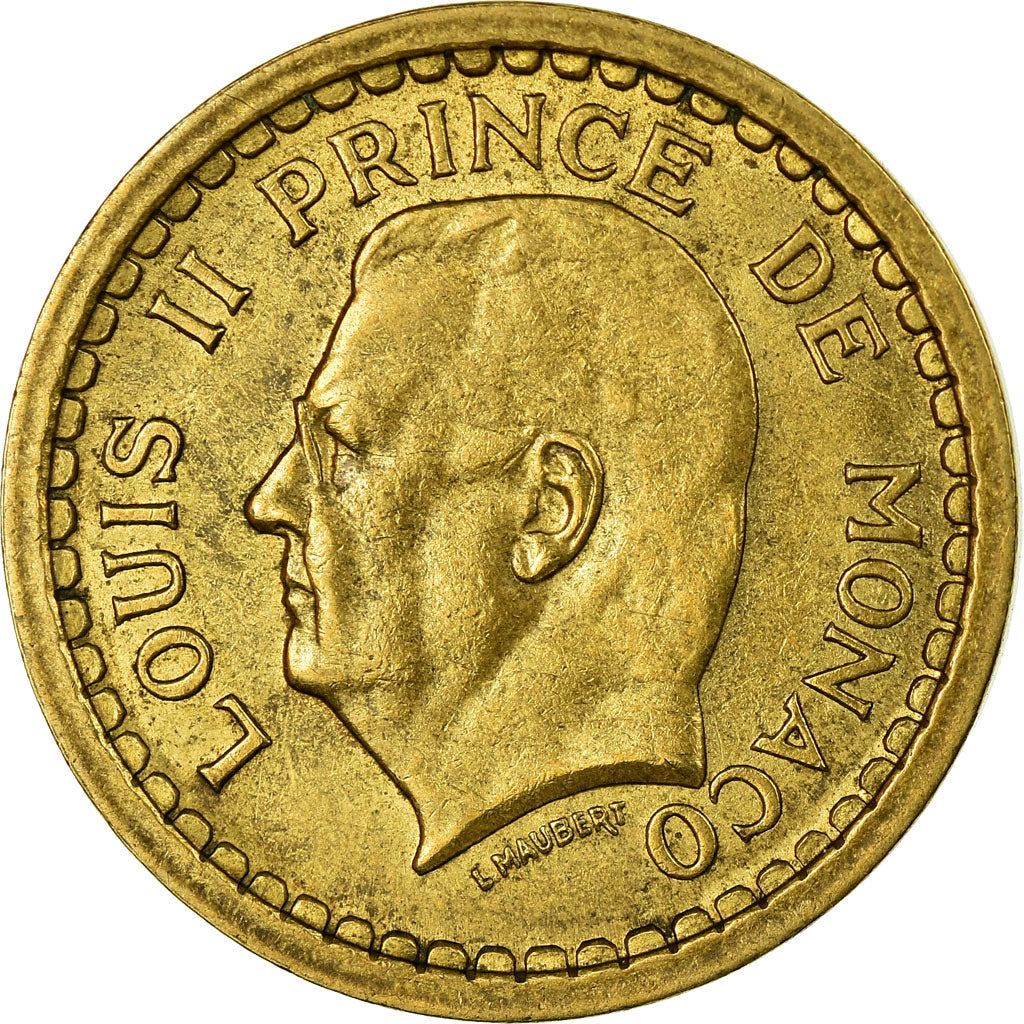 Coin, Monaco, Louis II, Franc, Undated (1943), AU(55-58), Aluminum-Bronze