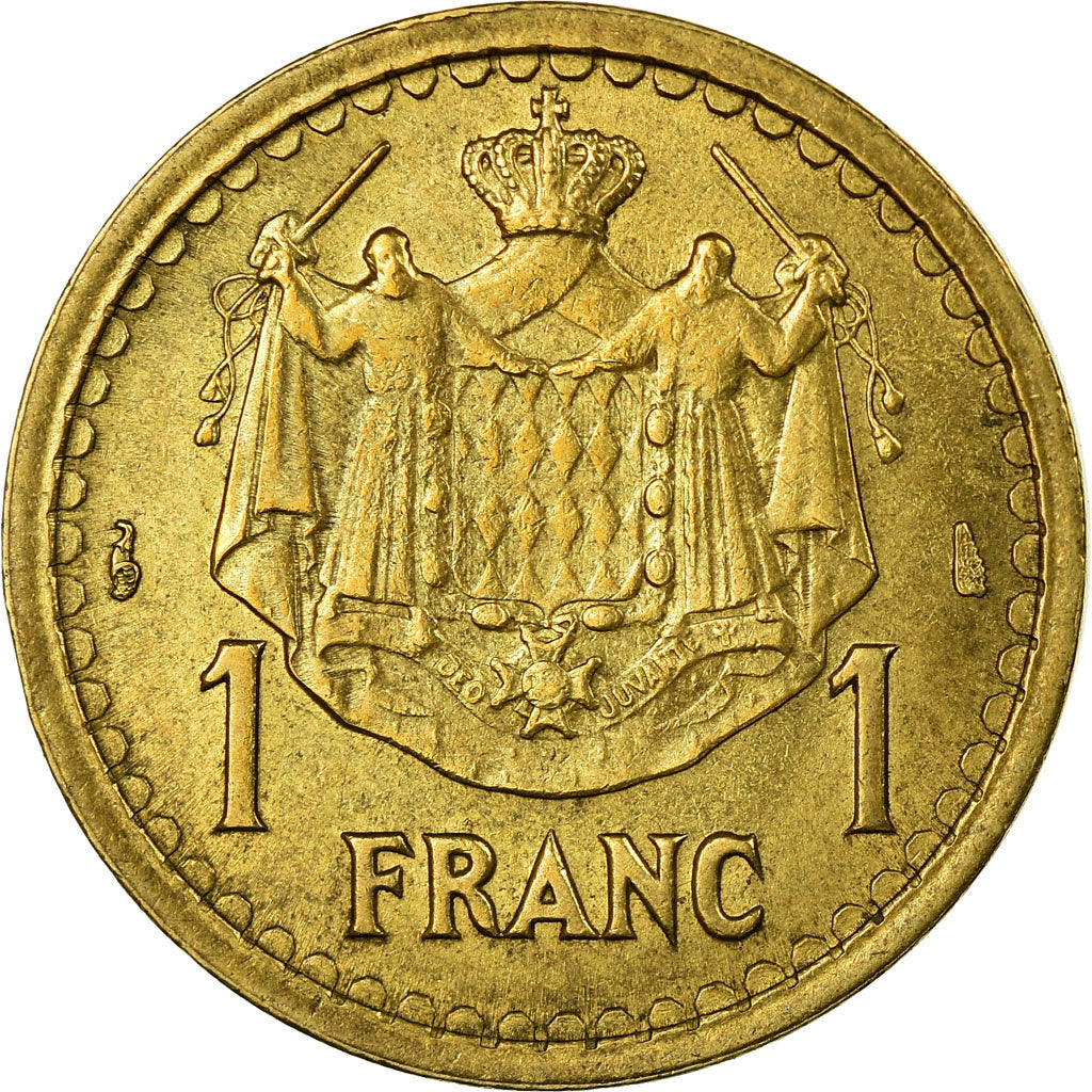 Coin, Monaco, Louis II, Franc, Undated (1943), AU(55-58), Aluminum-Bronze