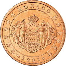 Monaco, 2 Euro Cent, 2001, SPL-, Acciaio placcato rame, KM:168