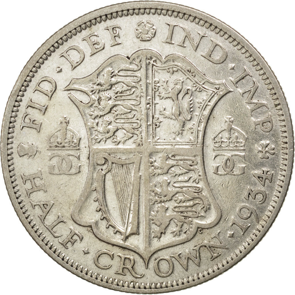 Coin, Great Britain, George V, 1/2 Crown, 1934, EF(40-45), Silver, KM:835