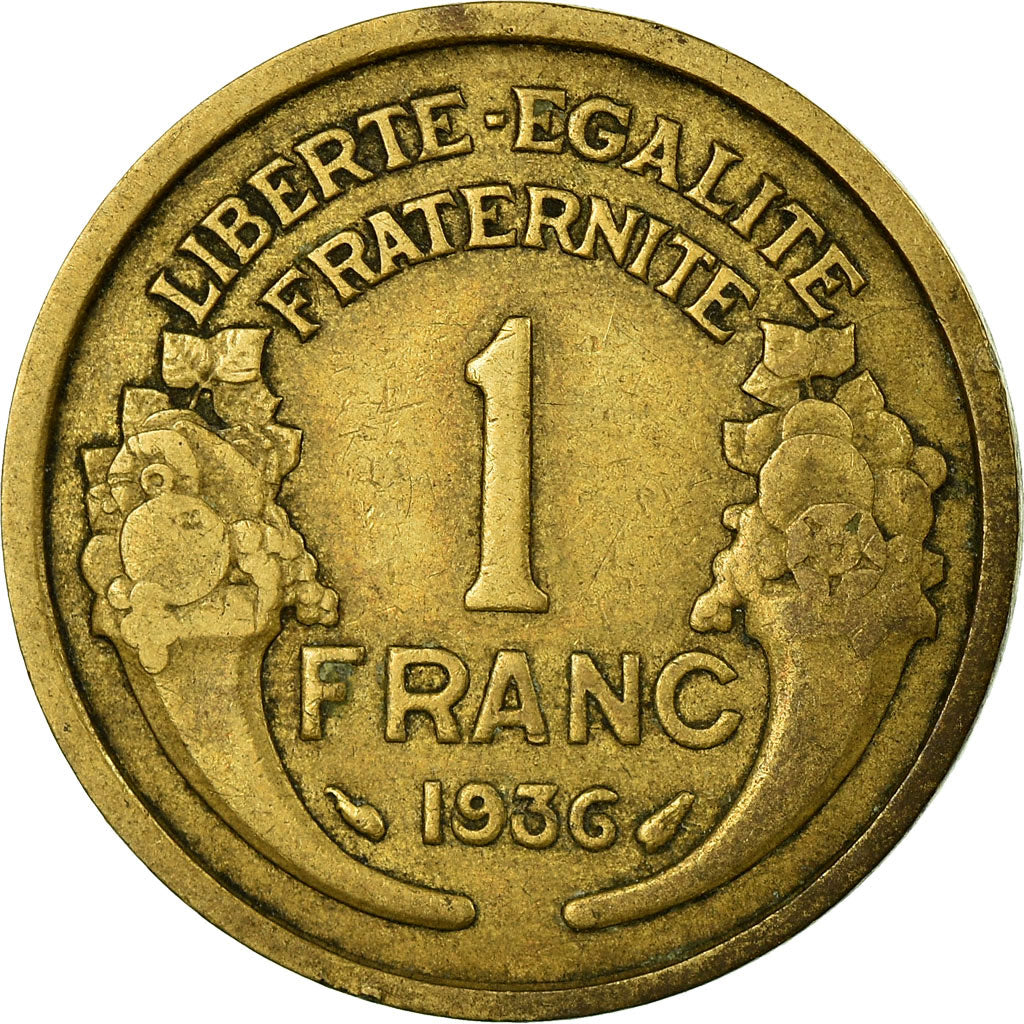 Moneda, Francia, Morlon, Franc, 1936, BC+, Aluminio - bronce, KM:885