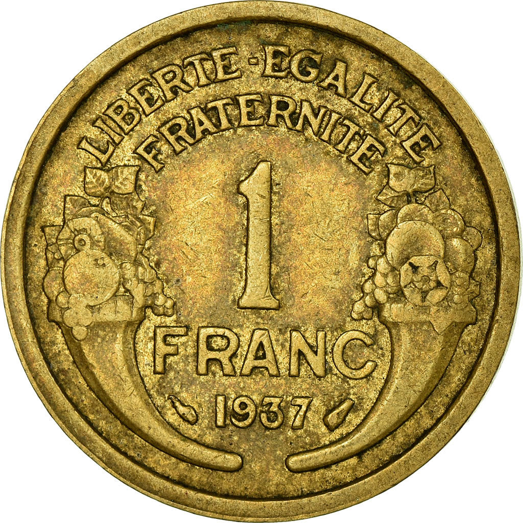 Coin, France, Morlon, Franc, 1937, EF(40-45), Aluminum-Bronze, KM:885