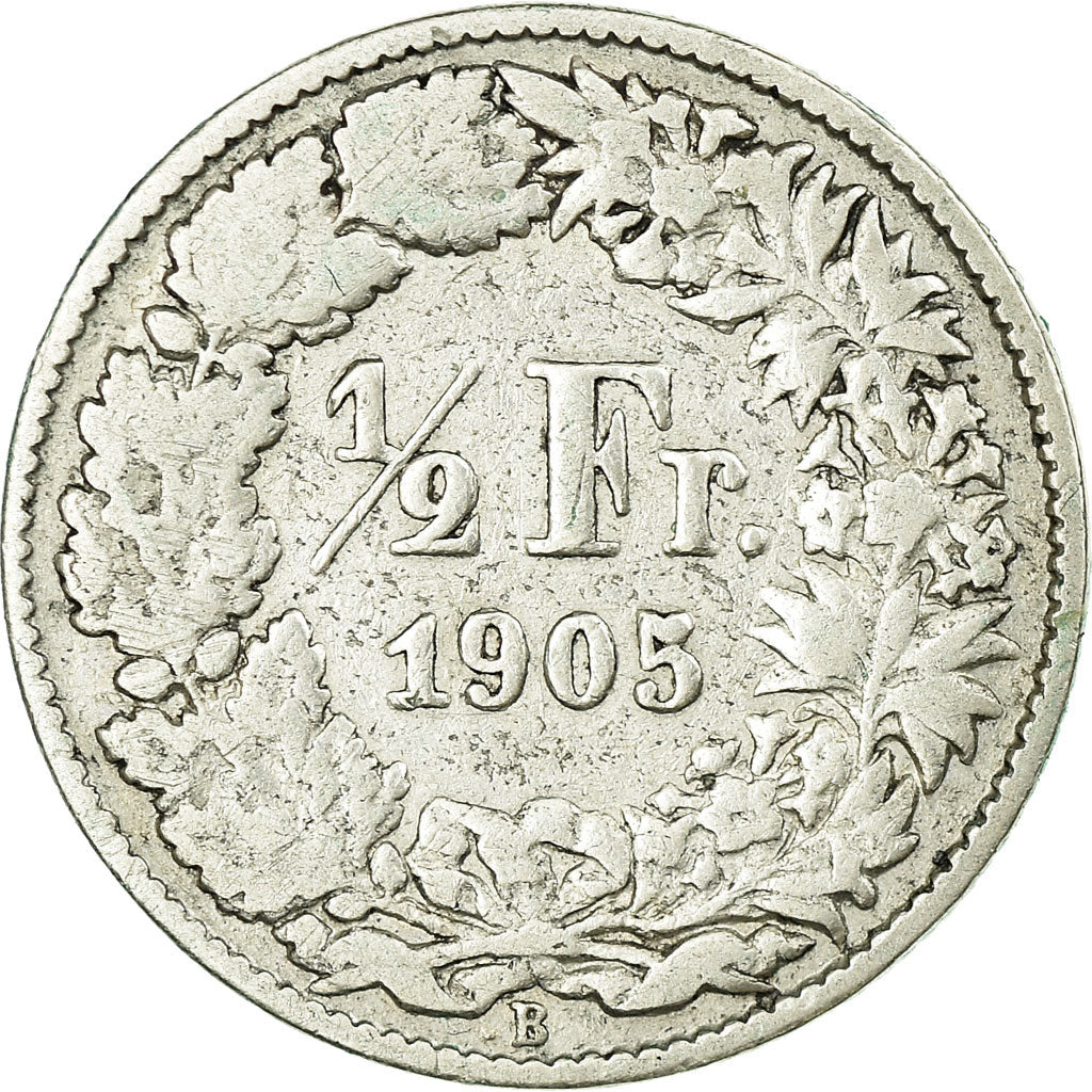 Coin, Switzerland, 1/2 Franc, 1905, Bern, VF(30-35), Silver, KM:23