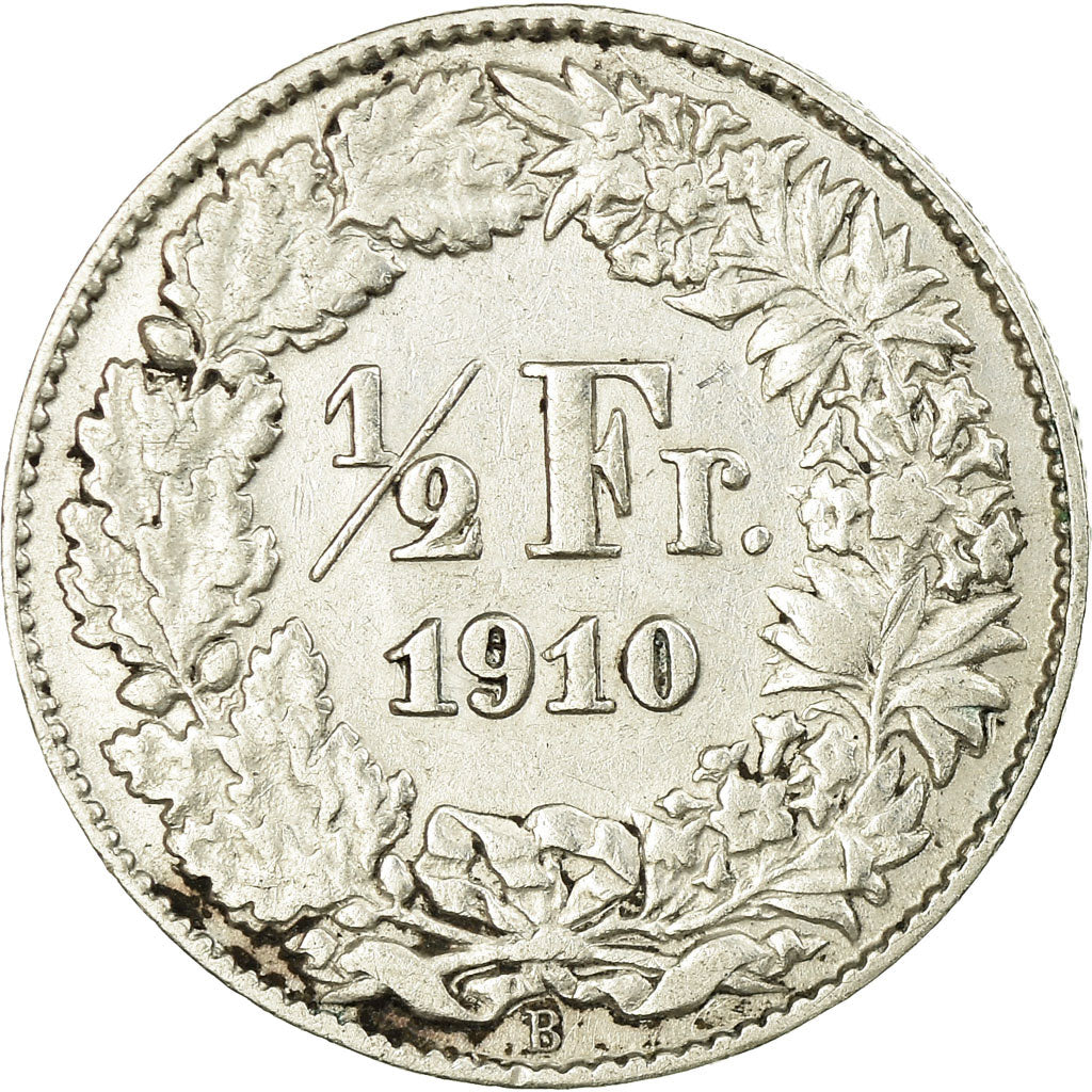 Coin, Switzerland, 1/2 Franc, 1910, Bern, EF(40-45), Silver, KM:23