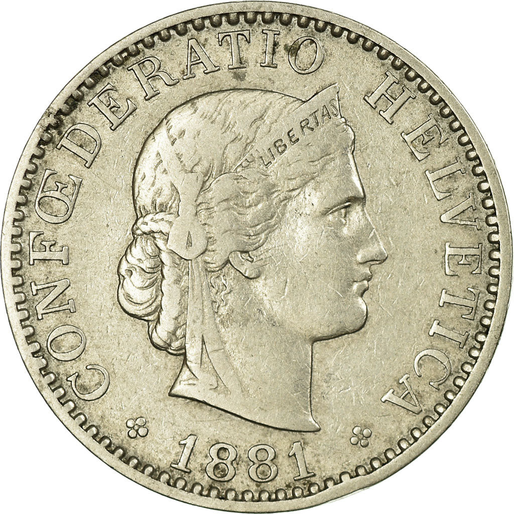 Coin, Switzerland, 20 Rappen, 1881, Bern, VF(30-35), Nickel, KM:29