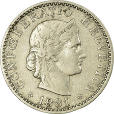 Coin, Switzerland, 20 Rappen, 1881, Bern, VF(30-35), Nickel, KM:29