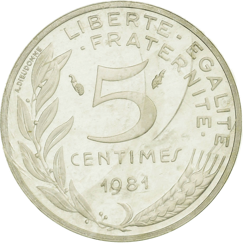 Coin, France, 5 Centimes, 1981, Paris, Piéfort, MS(65-70), Silver, KM:P687