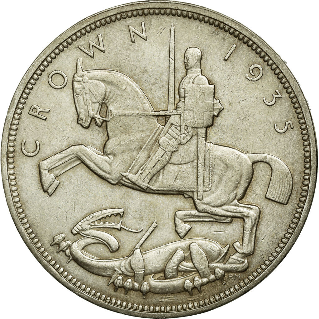 Coin, Great Britain, George V, Crown, 1935, MS(60-62), Silver, KM:842