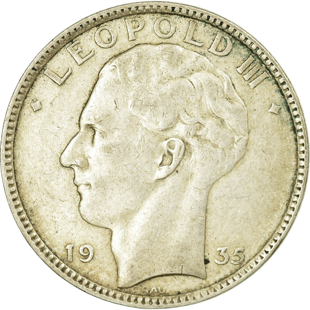 Coin, Belgium, 20 Francs, 20 Frank, 1935, EF(40-45), Silver, KM:105
