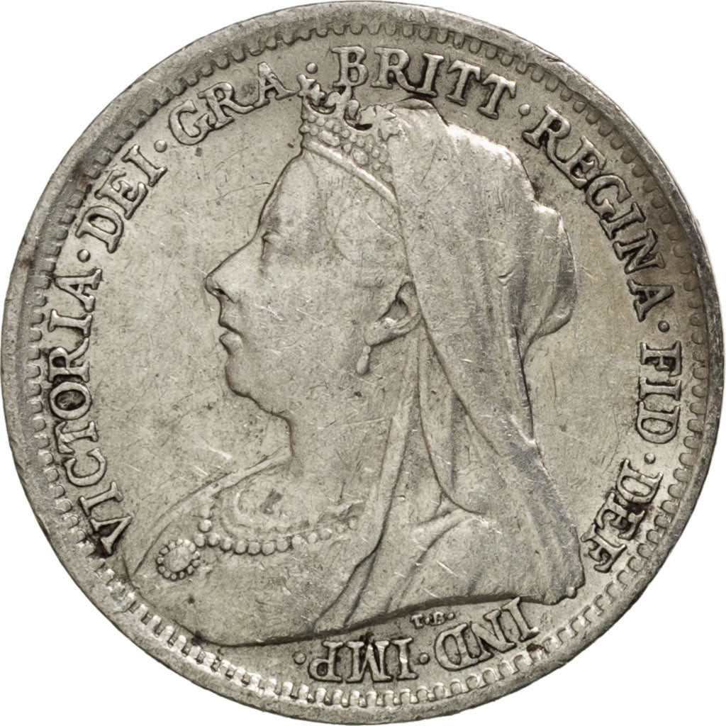 GREAT BRITAIN, 3 Pence, 1900, KM #777, AU(55-58), Silver, 16, 1.40