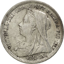 GREAT BRITAIN, 3 Pence, 1900, KM #777, AU(55-58), Silver, 16, 1.40