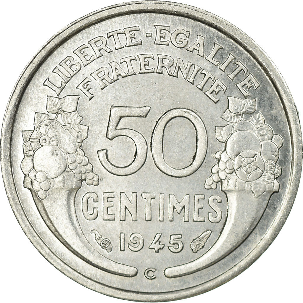 Coin, France, Morlon, 50 Centimes, 1945, Castelsarrasin, EF(40-45), Aluminum