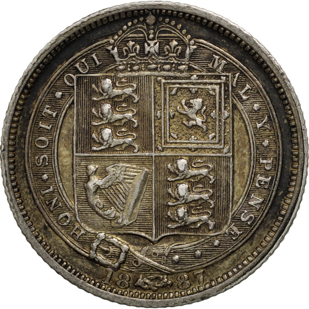 GREAT BRITAIN, 6 Pence, 1887, KM #759, AU(50-53), Silver, 2.81