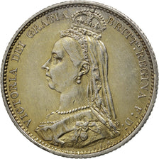 GREAT BRITAIN, 6 Pence, 1887, KM #759, AU(55-58), Silver, 2.80