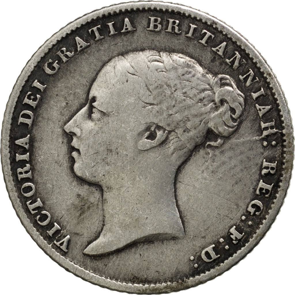 GREAT BRITAIN, 6 Pence, 1858, KM #733.1, VF(20-25), Silver, 19.32, 2.71