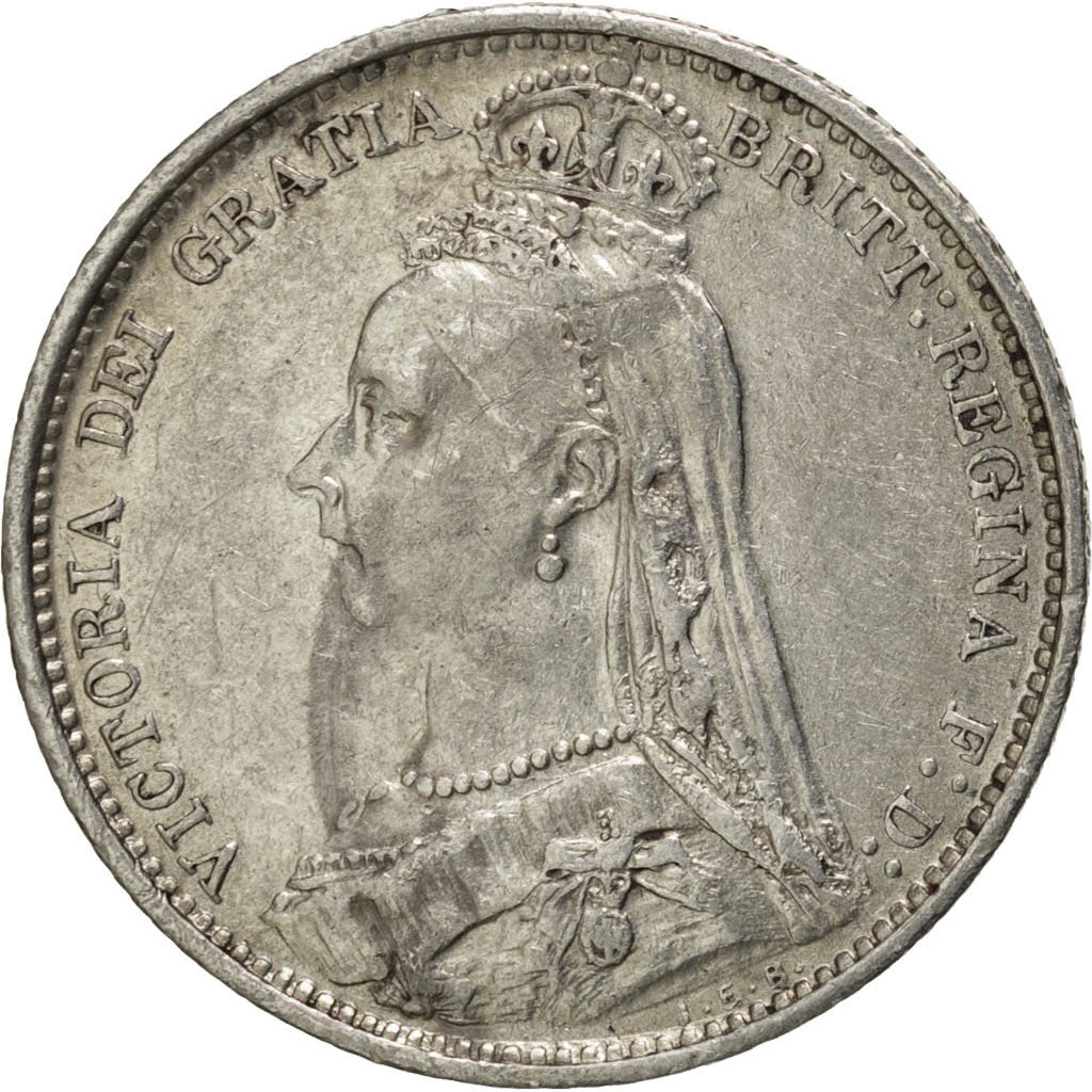 GREAT BRITAIN, 6 Pence, 1887, KM #760, AU(50-53), Silver, 19.5, 2.81