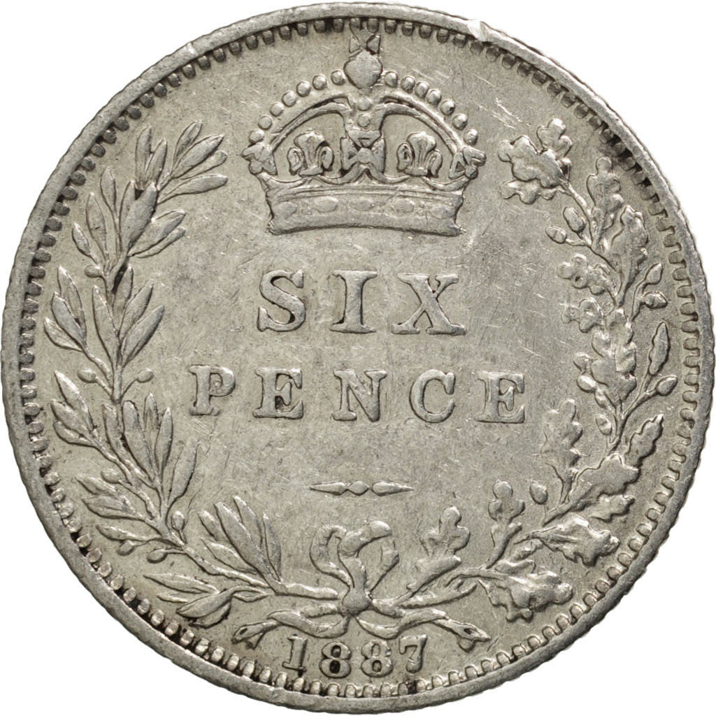 GREAT BRITAIN, 6 Pence, 1887, KM #760, AU(50-53), Silver, 19.5, 2.81