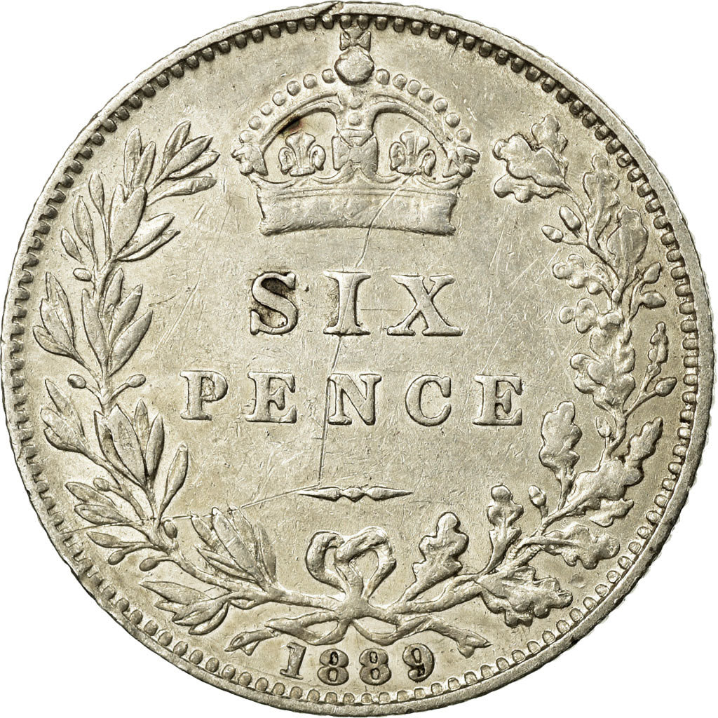 Coin, Great Britain, Victoria, 6 Pence, 1889, AU(55-58), Silver, KM:760