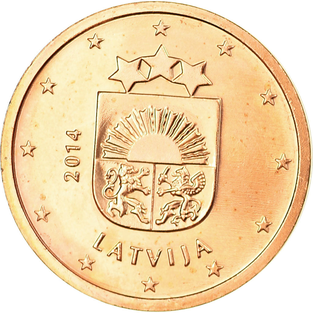 Latvia, 2 Euro Cent, 2014, AU(55-58), Copper Plated Steel, KM:151
