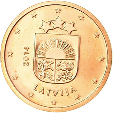 Latvia, 2 Euro Cent, 2014, AU(55-58), Copper Plated Steel, KM:151