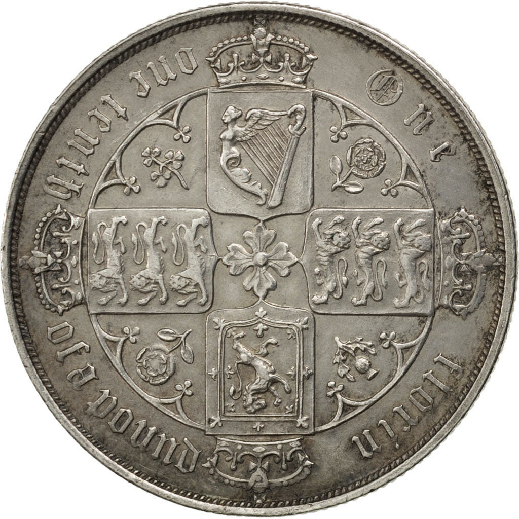 GREAT BRITAIN, Florin, Two Shillings, 1873, KM #746.2, AU(50-53), Silver, 11.30