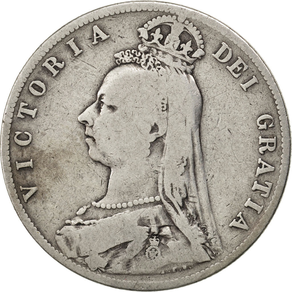 GREAT BRITAIN, 1/2 Crown, 1889, KM #764, VF(20-25), Silver, 13.53
